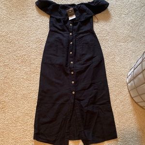 Top shop Black off the shoulder button dress